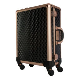 SlayCase® XL Vanity Travel Case In Black & Rose Gold Studded -Impressionsvanity slaycasepro blackgoldstudded1 1200px