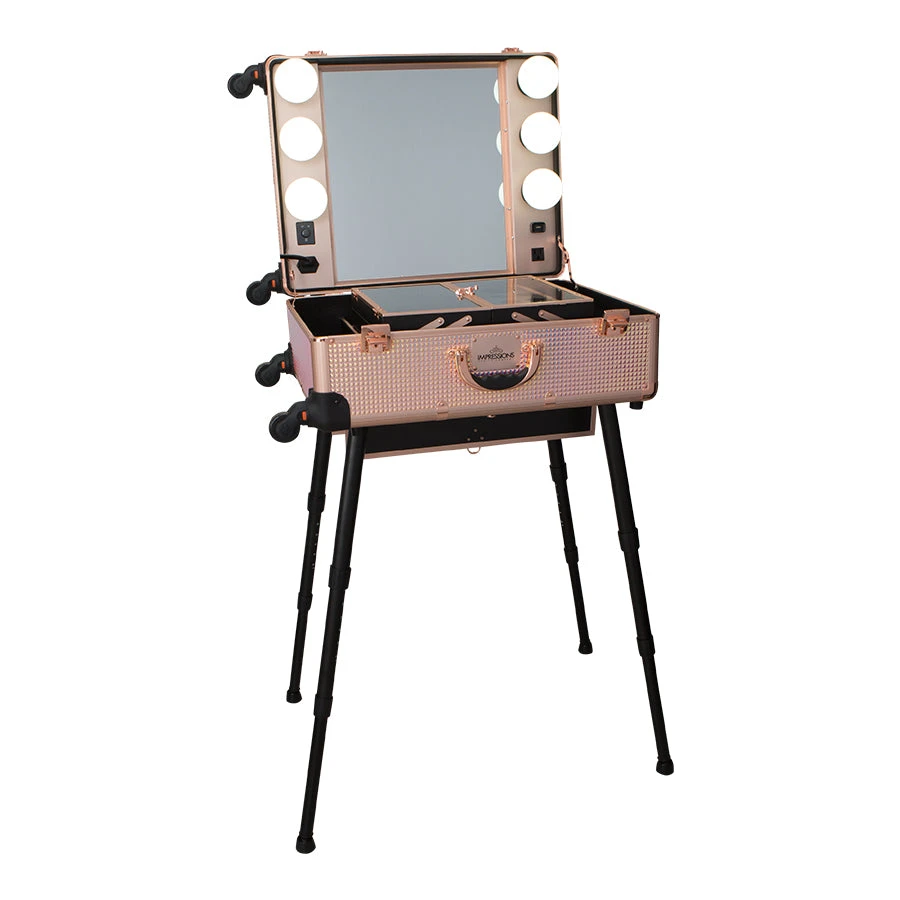 SlayCase® Pro Vanity Travel Train Case With Stand In Pink Mermaid Shimmer 4 SlayCase® Pro Vanity Travel Train Case With Stand In Pink Mermaid Shimmer - Image 2