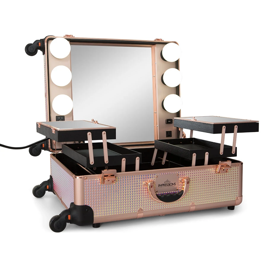 SlayCase® Pro Vanity Travel Train Case With Stand In Pink Mermaid Shimmer 7 SlayCase® Pro Vanity Travel Train Case With Stand In Pink Mermaid Shimmer - Image 5
